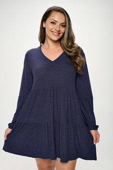 Women’s V-neck Tiered Ribbed Flowy Dress style 4