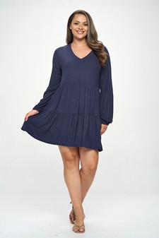 Women’s V-neck Tiered Ribbed Flowy Dress style 5