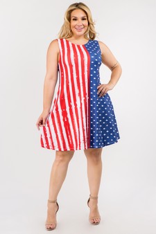 Women's A-line USA Tank Dress with Pockets style 4