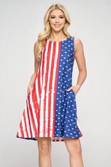 Women's A-line USA Tank Dress with Pockets style 2