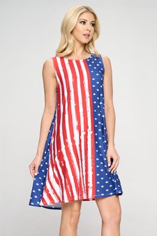 Women's A-line USA Tank Dress with Pockets style 3