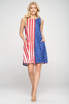 Women's A-line USA Tank Dress with Pockets style 5