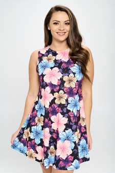 Women’s Assorted Hibiscus Sleeveless Dress style 4