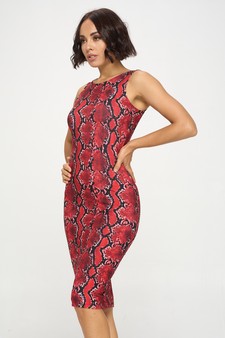 Women’s Scarlet Snakeskin Midi Bodycon Dress style 2