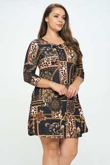 Women’s Chain Link Printed A-line Dress (XL only) style 2