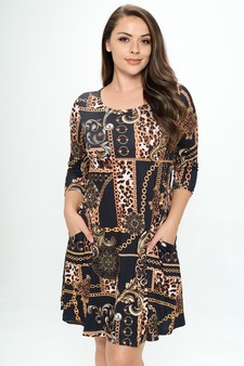 Women’s Chain Link Printed A-line Dress (XL only) style 4
