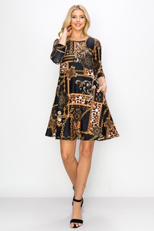 Women’s Chain Link Printed A-line Dress style 4