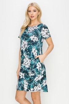 Women’s Tropical Flower Bunches A-line Dress style 2