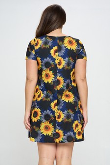 Women’s Sunflower Haze Printed Short Sleeved Dress (XL only) style 3