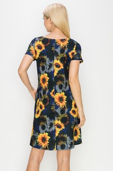 Women’s Sunflower Haze Printed Short Sleeved Dress style 3