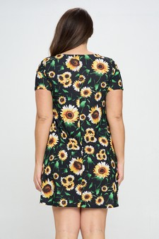 Women’s It’s Raining Sunflowers Short Sleeve Dress (XL only) style 3