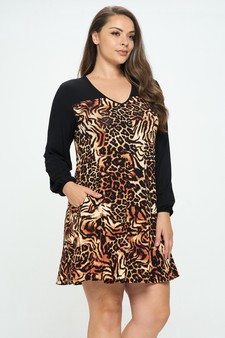 Women’s Striped Leopard Printed Dress style 2