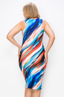 Women’s Marble Print Sleeveless Midi Bodycon Dress style 3