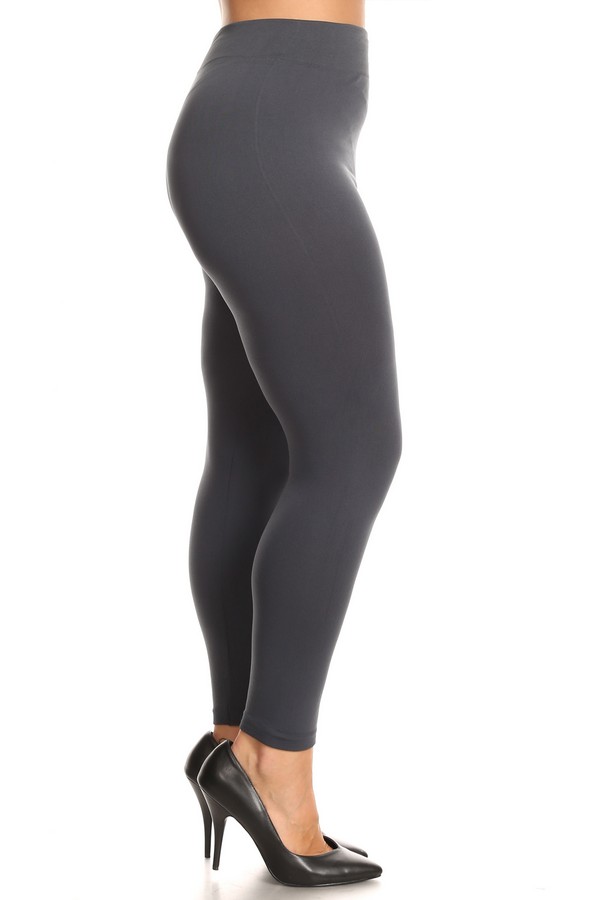 Women's Plus Size Solid Color Seamless Fleece Lined Leggings. - Fleece Lined  - 2 Elastic Waistband - Full-Length - One size fits most 16-22 - Inseam  Approximately 26 L - 92% Nylon / 8% Spandex, 7316610