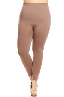 Plus Size High Waisted Seamless Fleece Tights with Tummy Control style 2