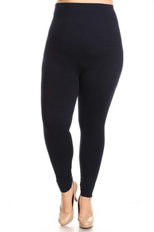 Plus Size High Waist Cotton Compression Tights with French Terry style 2