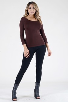 Lady's Seamless Long Sleeve Scoop Neck Top style 5