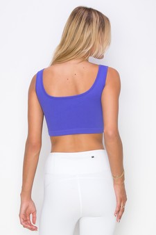 Women’s Ribbed Deep Scoop Cropped Tank Top w/ Reversible Neckline style 3