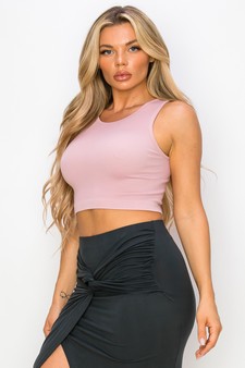 Women’s Ribbed High Neck Cropped Tank Top style 2