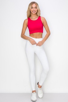 Women’s Ribbed High Neck Cropped Tank Top style 4