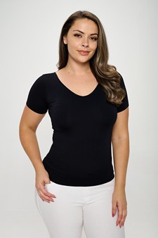 Women’s Seamless Reversible V-Neck Short Sleeve Top style 4