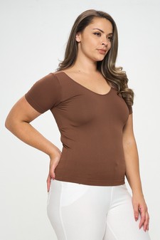 Women’s Seamless Reversible V-Neck Short Sleeve Top style 2