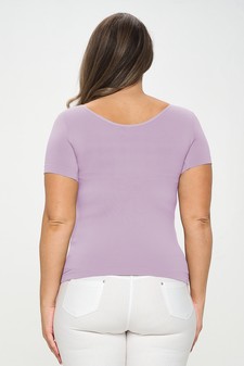 Women’s Seamless Reversible V-Neck Short Sleeve Top style 4