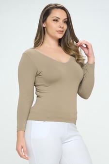 Women’s Seamless Reversible V-Neck Long Sleeve Top (New Version) style 2
