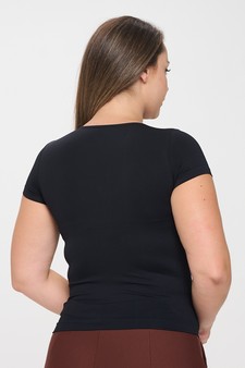 Women's Seamless Crew Neck Short Sleeve Top - Plus Size style 3