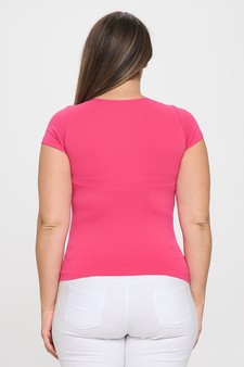 Women's Seamless Crew Neck Short Sleeve Top - Plus Size style 3