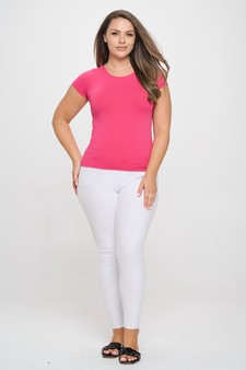 Women's Seamless Crew Neck Short Sleeve Top - Plus Size style 5