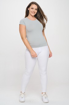 Women's Seamless Crew Neck Short Sleeve Top - Plus Size style 5