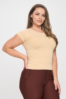 Women's Seamless Crew Neck Short Sleeve Top - Plus Size style 2