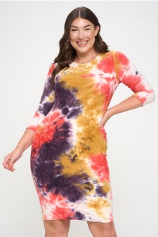 (4pcs Plus) Bodycon (Solid+print; no sleeve+short+3/4+long sleeve) style 3