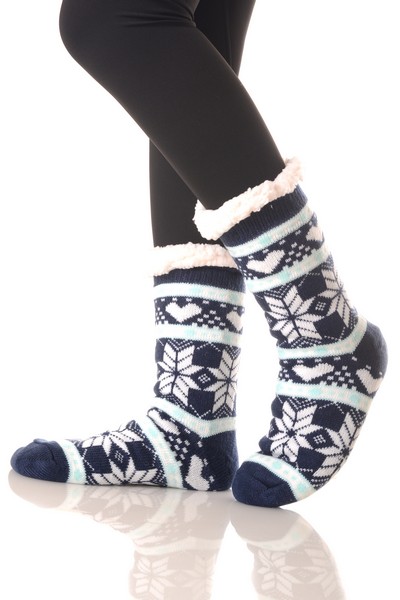 Women's Non-slip Faux Sherpa Winter Snowflake Pattern Christmas Slipper  Socks - Wholesale 