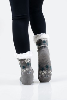 Women's Heart And Tree Pattern Christmas Slipper Socks style 11