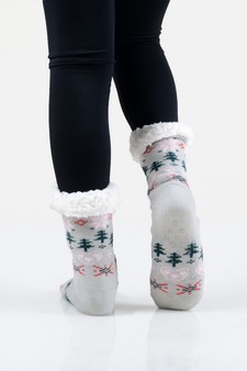 Women's Heart And Tree Pattern Christmas Slipper Socks style 15