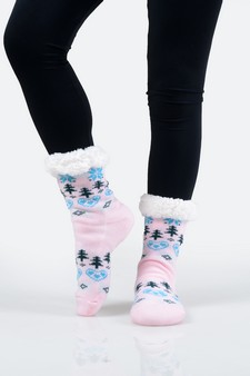 Women's Heart And Tree Pattern Christmas Slipper Socks style 16