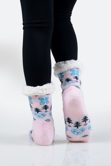 Women's Heart And Tree Pattern Christmas Slipper Socks style 18