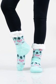 Women's Heart And Tree Pattern Christmas Slipper Socks style 5