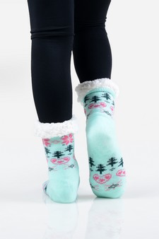Women's Heart And Tree Pattern Christmas Slipper Socks style 6