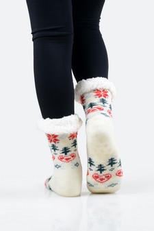 Women's Heart And Tree Pattern Christmas Slipper Socks style 8