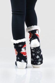 Women's Non-slip Pug Santa Claus Christmas Slipper Socks style 3