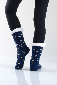 Women's Non-slip Cheetah Print Faux Sherpa Christmas Slipper Socks style 5