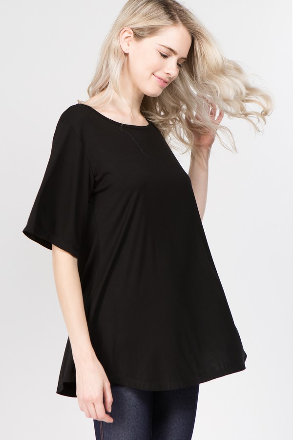 Lady's Bell Short Sleeve Tunic Top - Wholesale - Yelete.com
