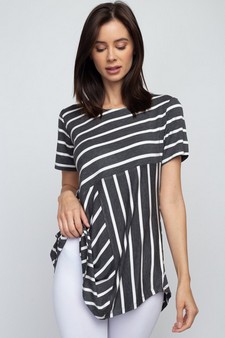 Women's Short Sleeve Striped Tunic Top - style 2