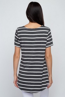 Women's Short Sleeve Striped Tunic Top - style 5