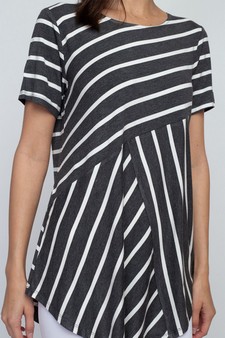 Women's Short Sleeve Striped Tunic Top - style 6