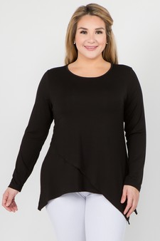 Women's Long Sleeve Asymmetrical Hem Tunic Top style 2