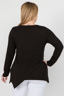 Women's Long Sleeve Asymmetrical Hem Tunic Top style 4